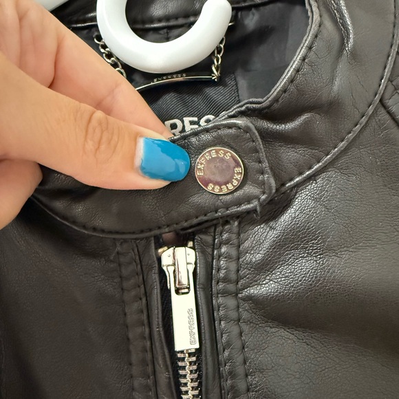 Black faux Leather Moto Jacket with Silver Hardware - Picture 6 of 14